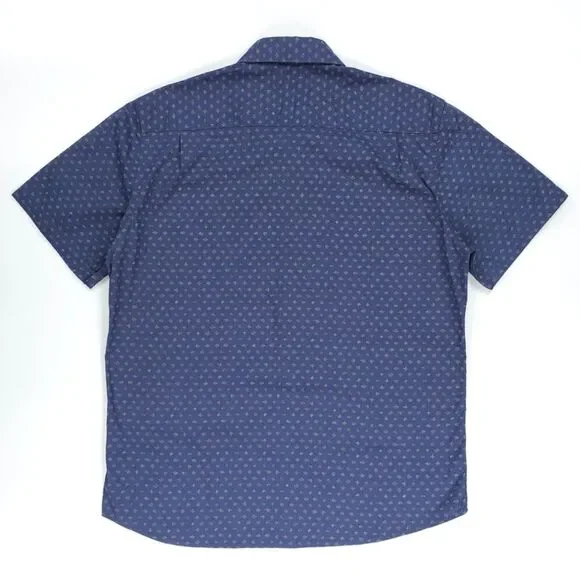 NEW Faherty Short Sleeve Movement Shirt Navy Dusk Diamond Minimal Beachy Indie